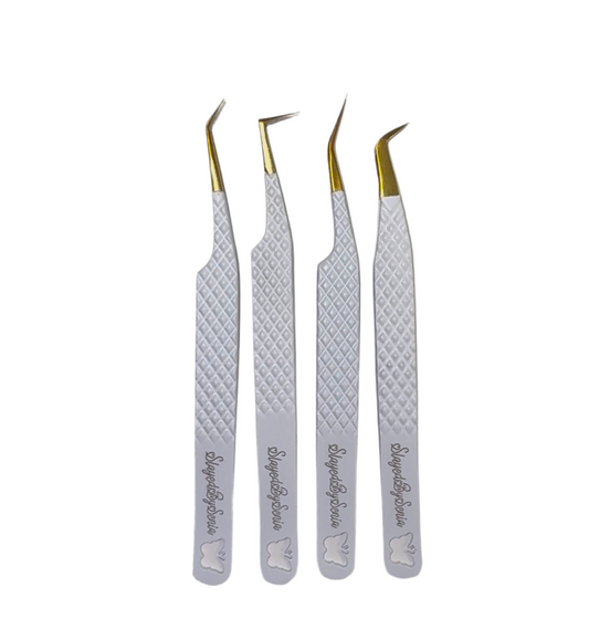 NEW White butterfly tweezers with gold tips (charms sold separately)