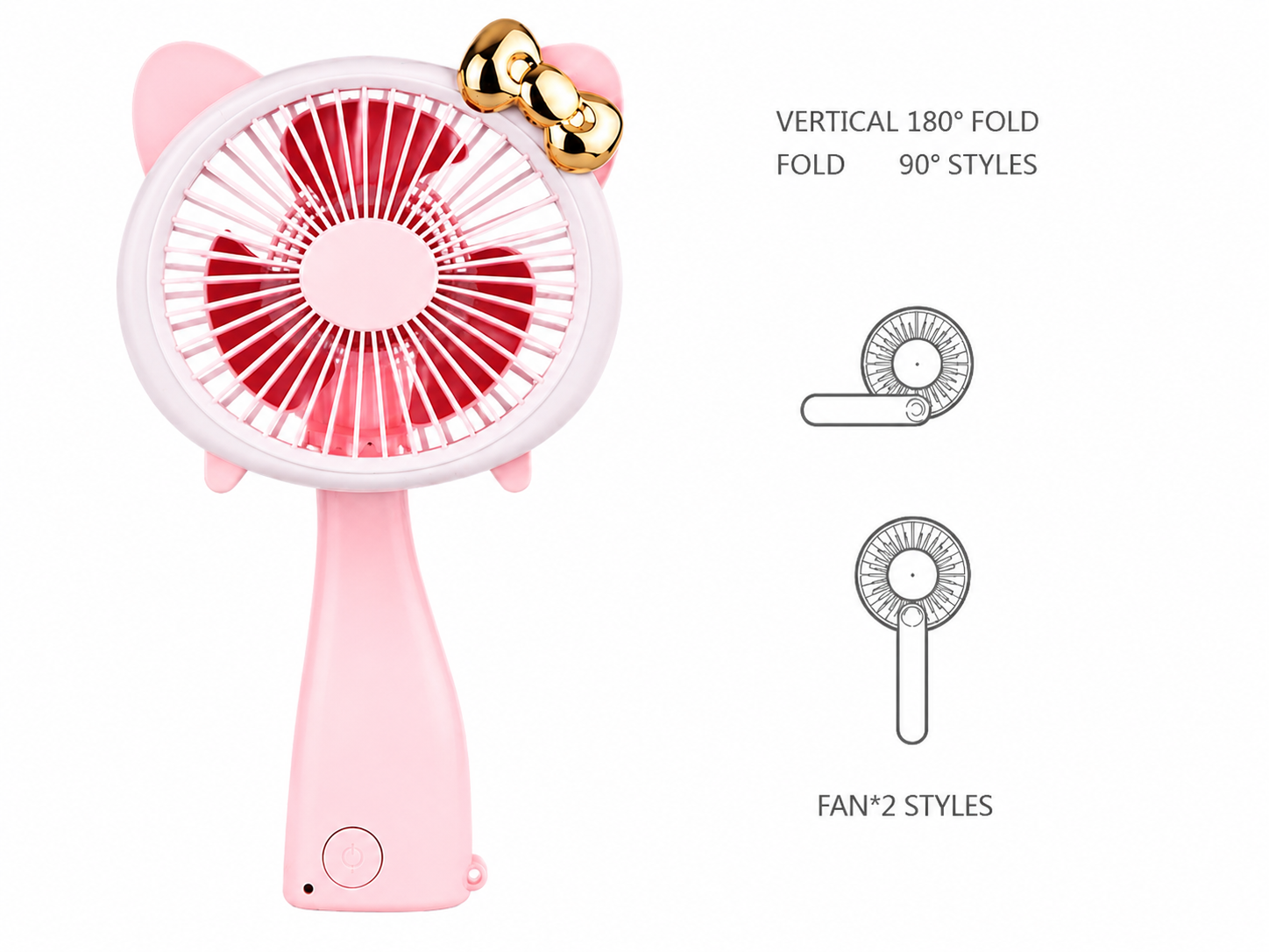Pink Bow Kitty Fan