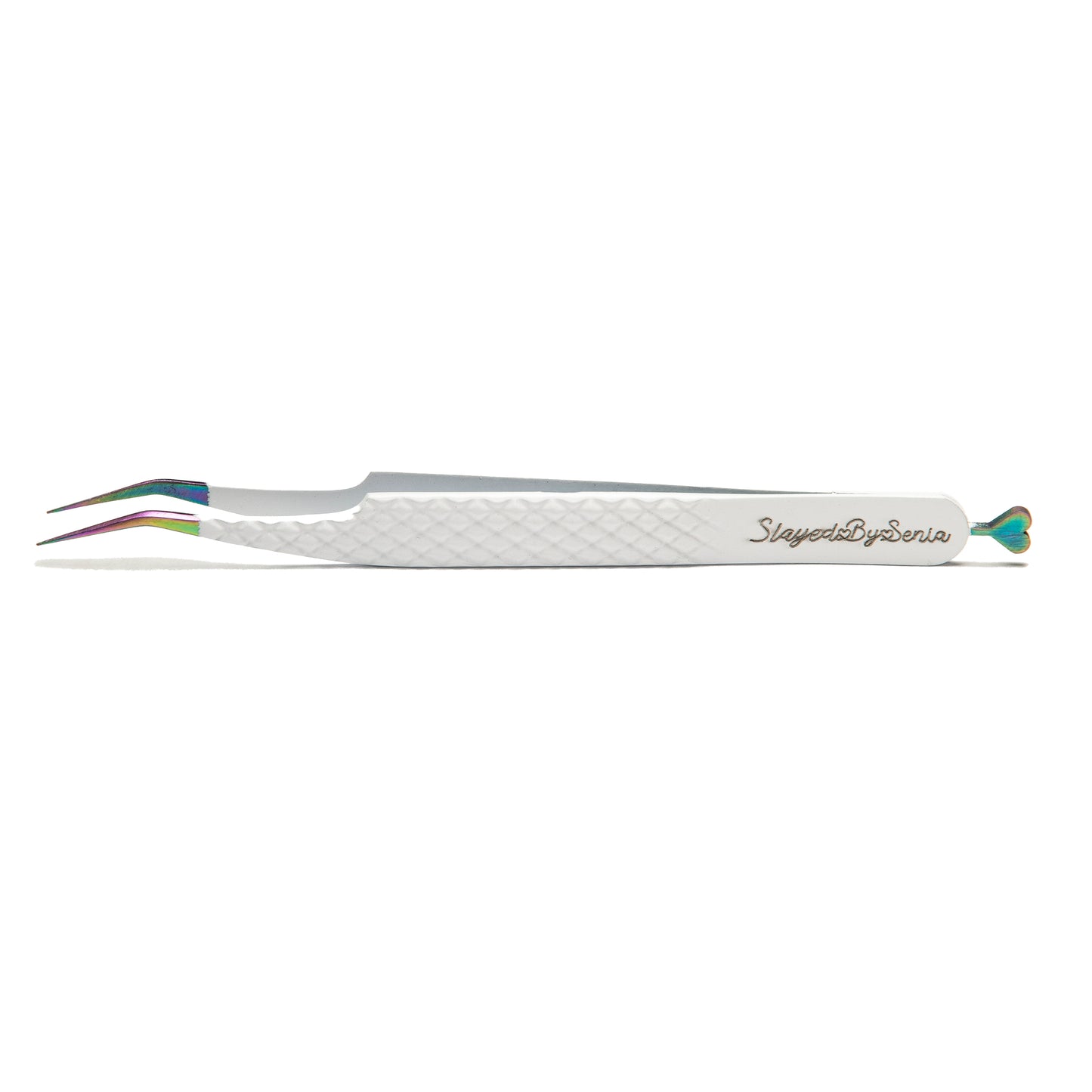 Chrome Lash Tweezers Long Curved Tip Isolation